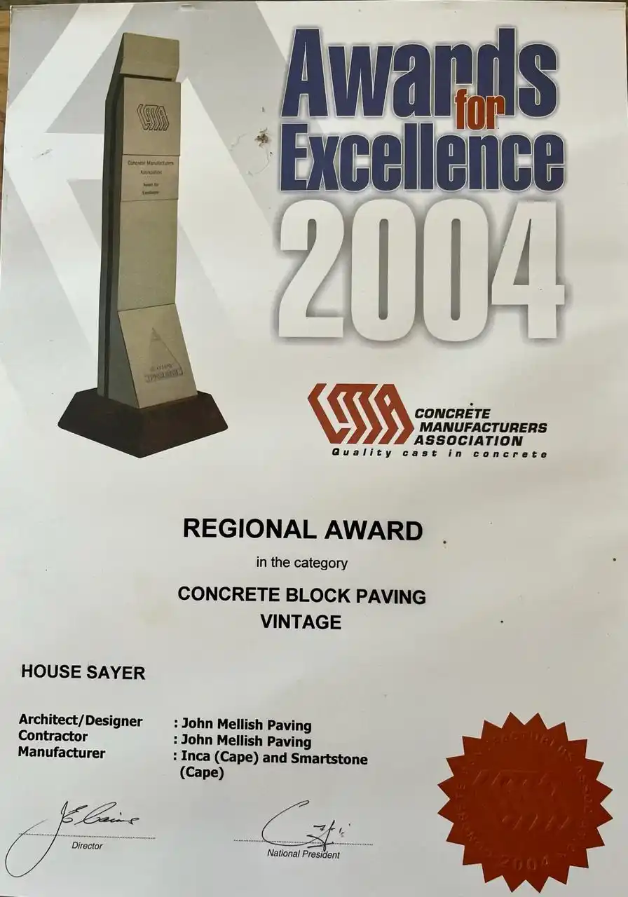 Mellish Projects Award Certificate